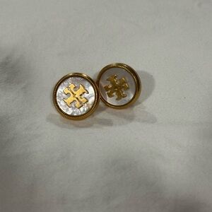 Tory Burch Pearl Circle Stud Earrings